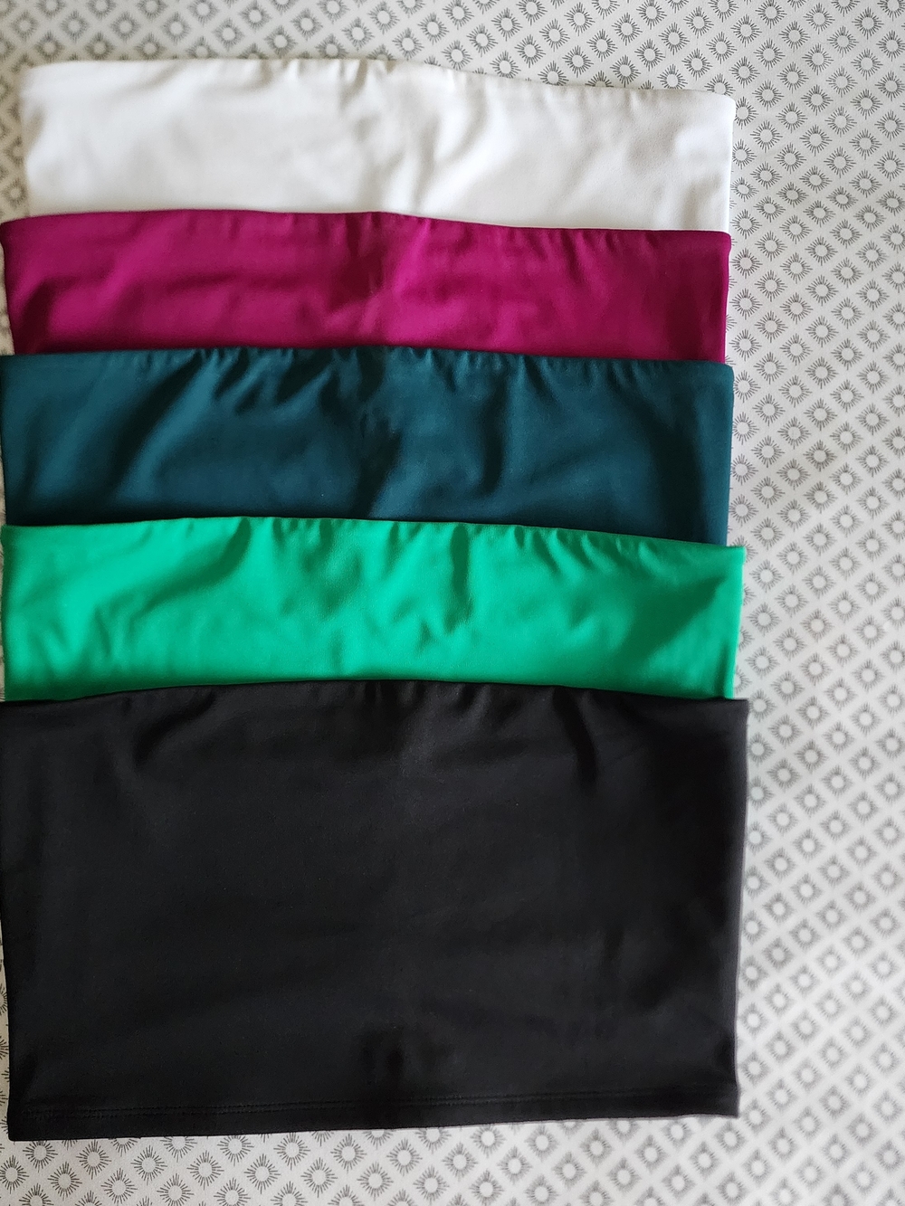 5 Express Bandeau Tube Tops - White, Magenta, Teal, Green And Black